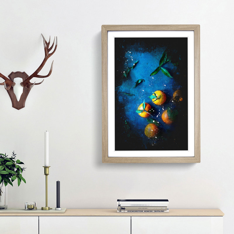 Fresh Oranges - Picture Frame Graphic Art Print, 87cm H x 62cm W x 2cm D, Oak Framed