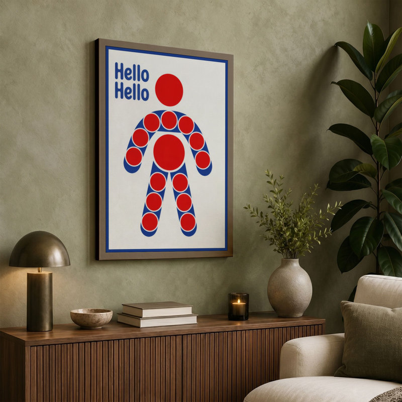 Hello Hello Geometric - Wrapped Canvas, 24x16 - 61.0 x 40.6 cm, Black Border