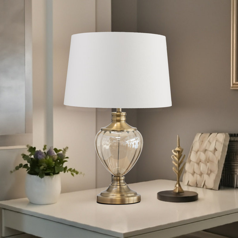 Wausa 58cm  Antique & Amber Glass Classic Table Lamp