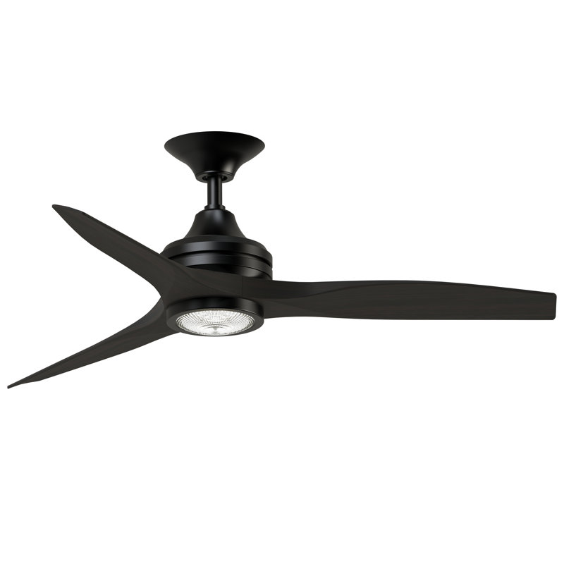 Spitfire 48 inch Indoor/Outdoor Ceiling Fan with LED Light Kit - Black with Dark Walnut Blades, Dark Walnut, Black