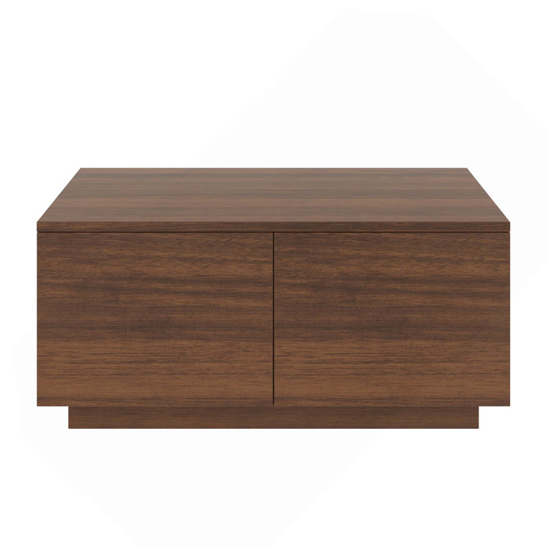 Table basse carrée 33,25 pouces avec 4 tiroirs, Noyer
