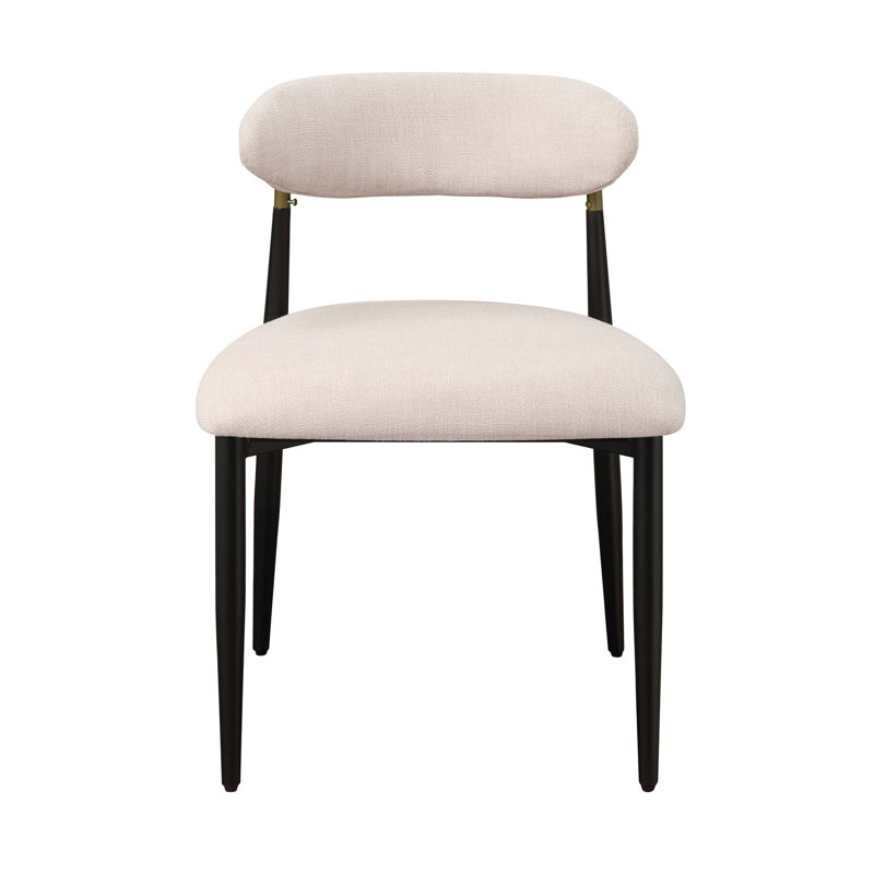 Chaise d'appoint confortable avec structure en métal robuste et revêtement en lin doux, Beige