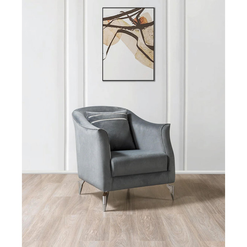 Ensemble de salon Belinda, Gris, Canapé, causeuse, fauteuil