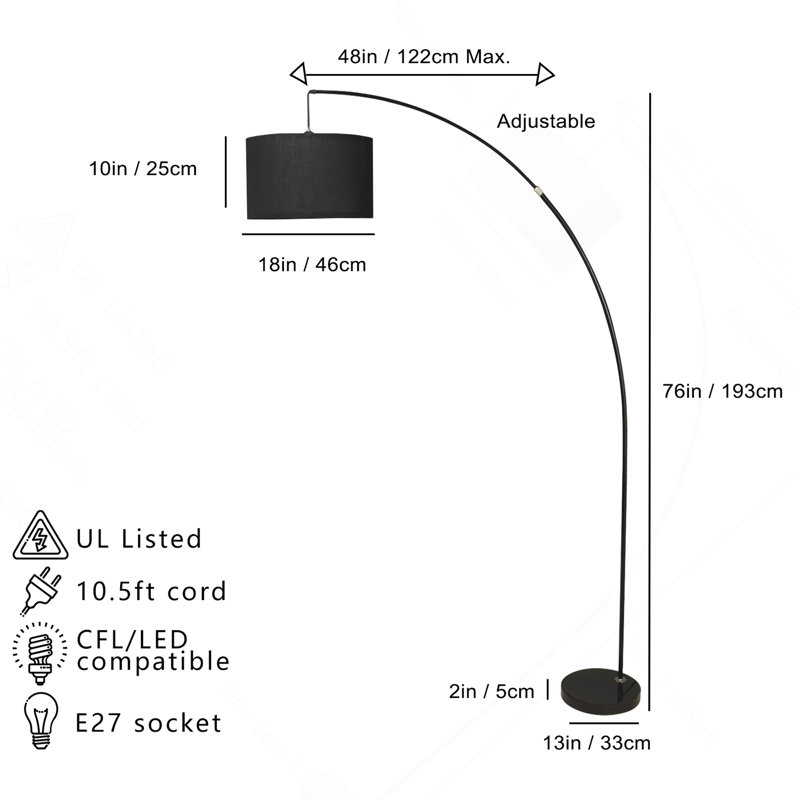 Lampe sur pied arquée 78 po