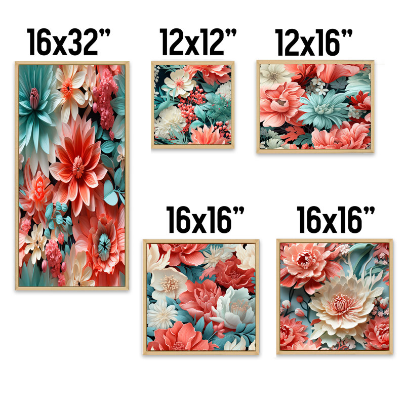 Ensemble de 5 impressions sur toiles tropicales, Cadre flottant brun