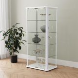 5-shelf Display Curio Cabinet with LED Lighting White