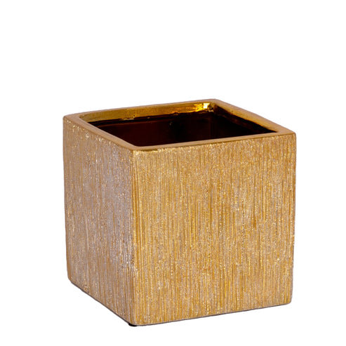 Pot carré en céramique brossée Poppy