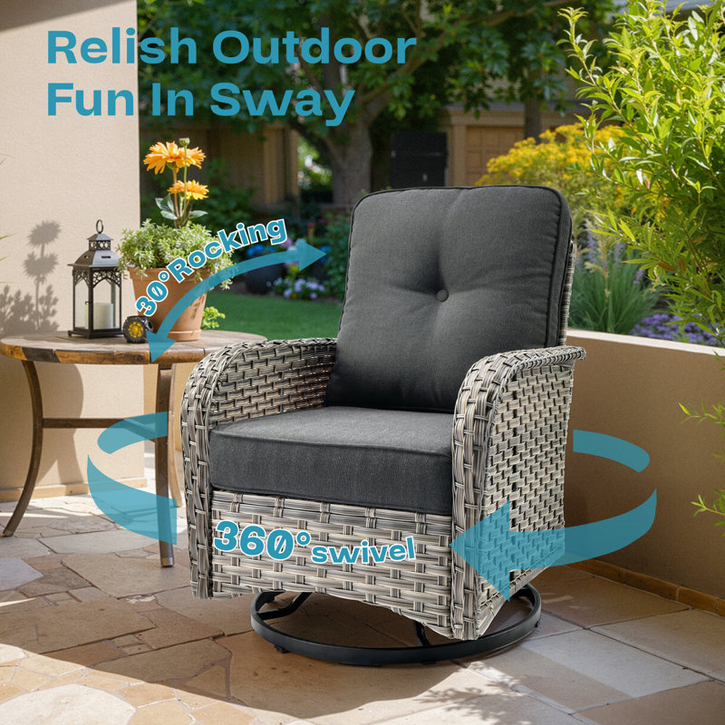 Emroy 5 - Person L-Shaped Sectional Outdoor Conversation Set,Wicker Patio Seating Group with Lighted Coffee Table, All Weather Swivel Chair Set with Cushions
