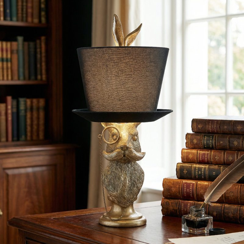 Lampe de table en lapin 23,5 po avec abat-jour en lin