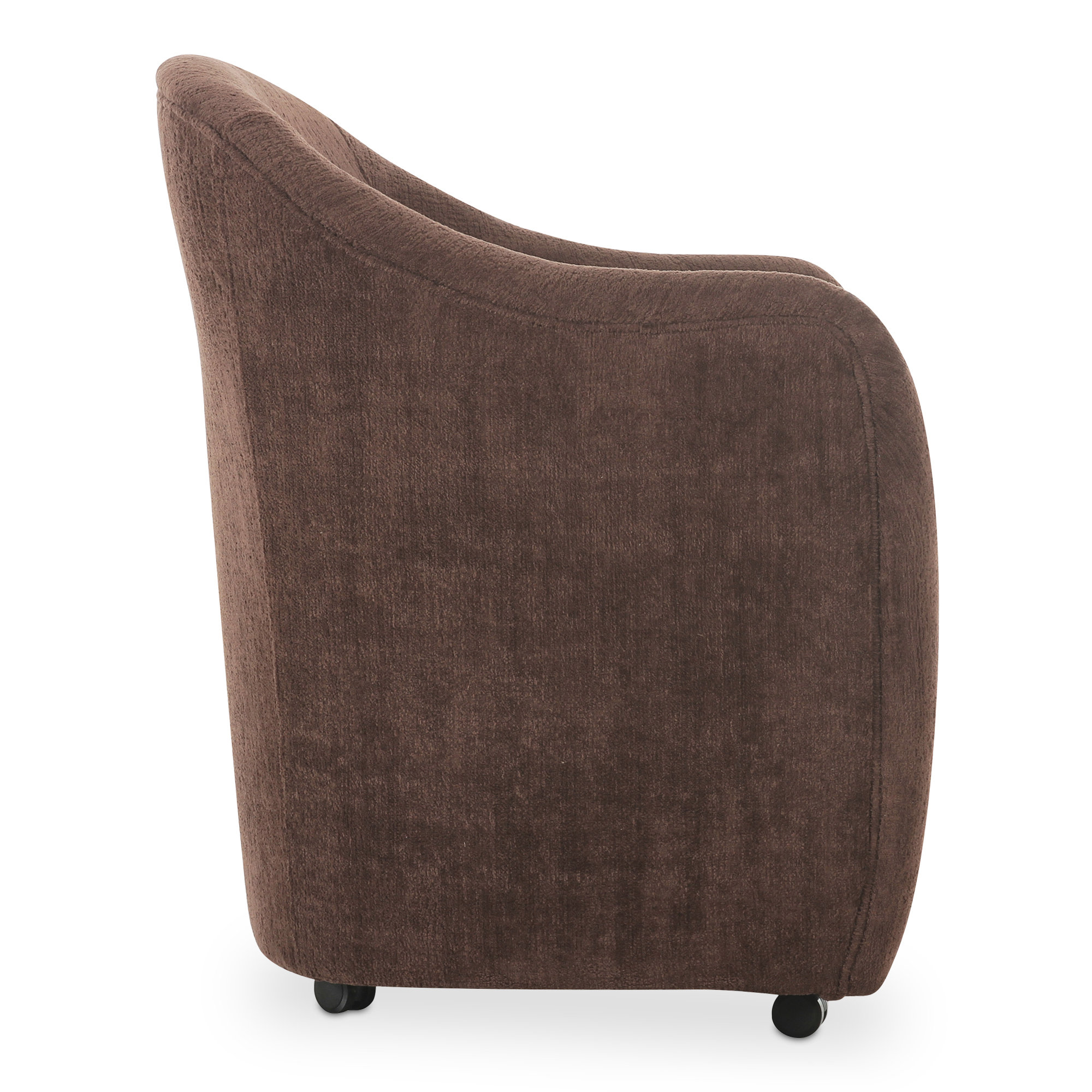 Denice Rolling Dining Arm Chair, Dark Brown Performance Chenille