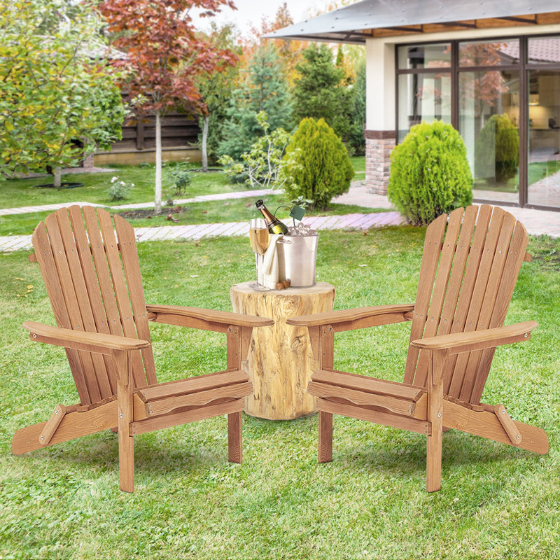 Wesley Solid Wood Folding Adirondack Chair, Brown