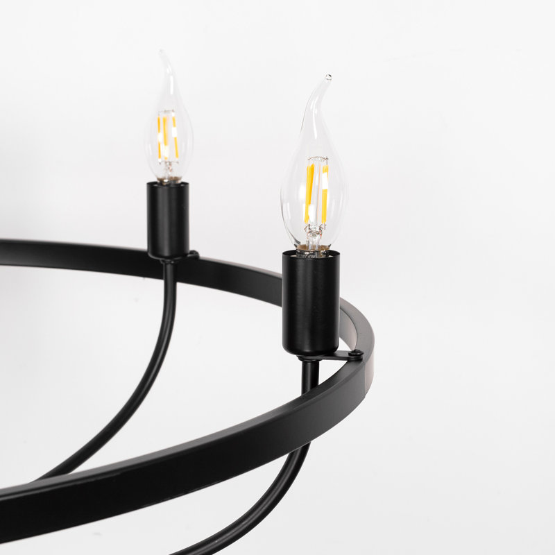 Lustre bougie rétro à 6 lumières Evanna, Noir