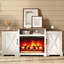 Meuble télé 70 po avec grand espace de rangement, blanc / bois de grange-2006729075-2006729074