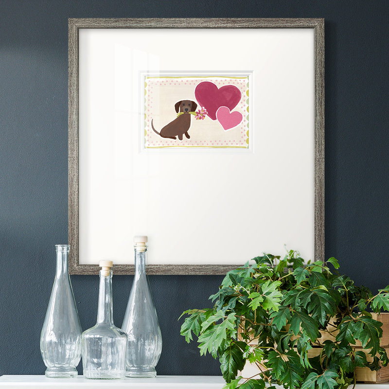 Dachshund Delight, reproduction d'art encadrée, H 17 po x l 17 po x P 1,25 po