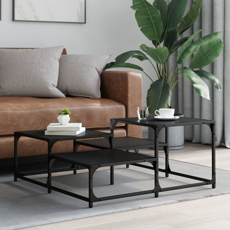 Table basse simple avec rangement Wulfe, H 15,7 po x L 34,4 po x l 34,4 po, Noir