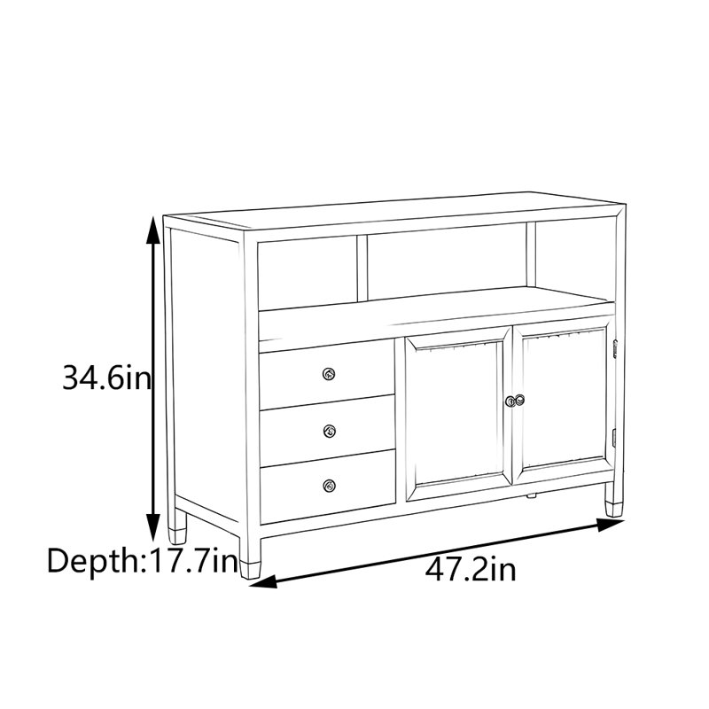 Solid Walnut Wood Console Cabinet