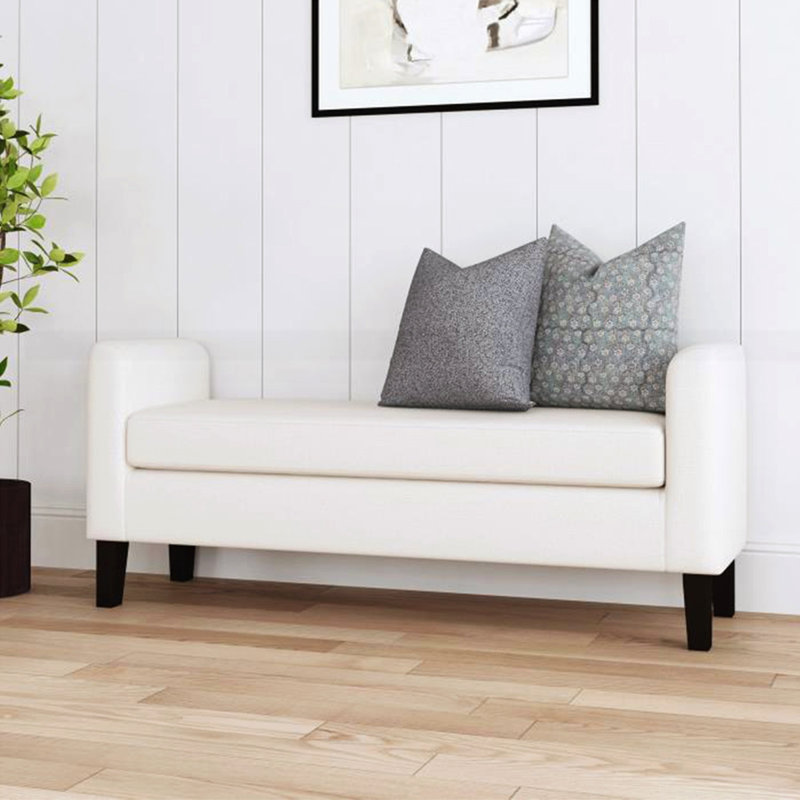 Banc d'appoint rembourré en tissu avec accoudoirs