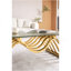 Table basse rectangulaire moderne en acier inoxydable de 47 po, table basse en verre trempé Water Ripple, table centrale, pour le bureau personnel du salon, assemblage facile, or