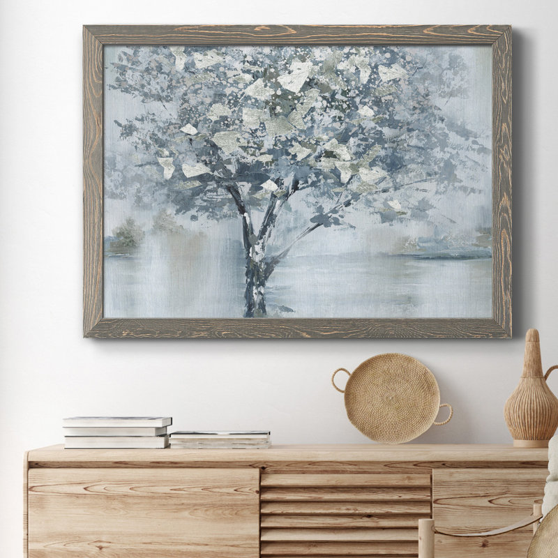 Foil Foliage - reproduction d'art sur toile, H 31,5 po x l 23,5 po x P 1,5 po, Gris