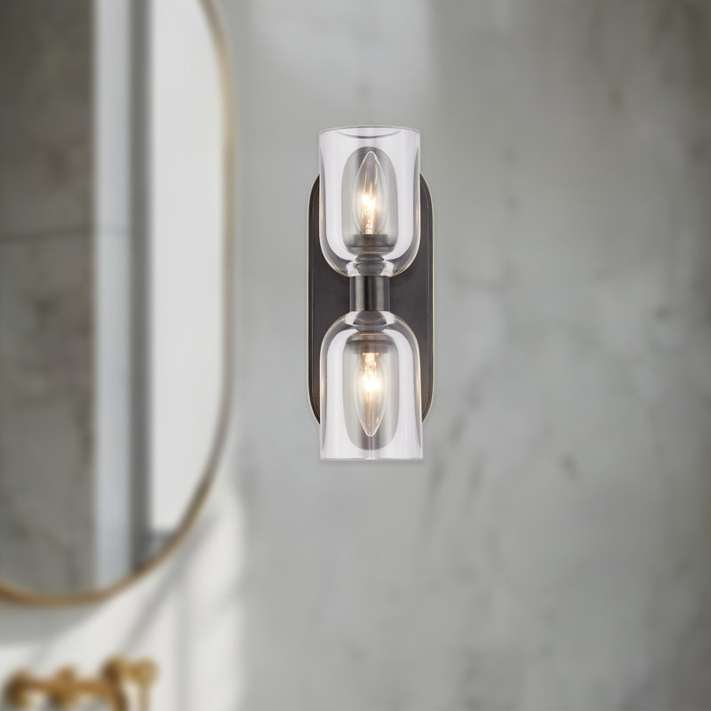 Lucian 2 - Light Bath Bar, Clear Crystal/Urban Bronze