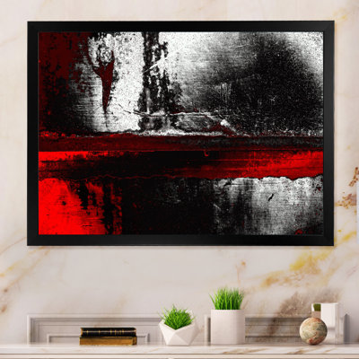 Art créatif sur toile abstrait rouge sur fond gris