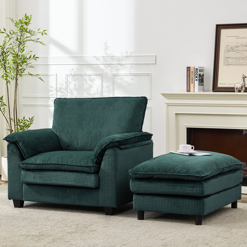 Fauteuil d'appoint surdimensionné avec repose-pieds, Vert