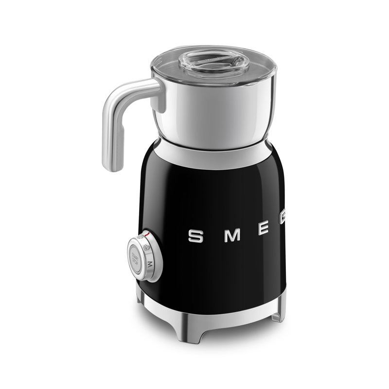 Black Retro Style Milk Frother with Automatic Shut-off