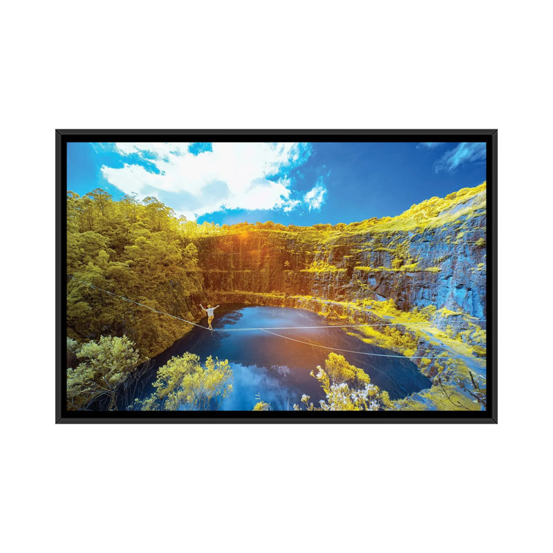 Slackline II by Glauco Meneghelli - Floater Frame Print on Canvas, 101.6 cm H x 66.04 cm W, Black Floater Framed