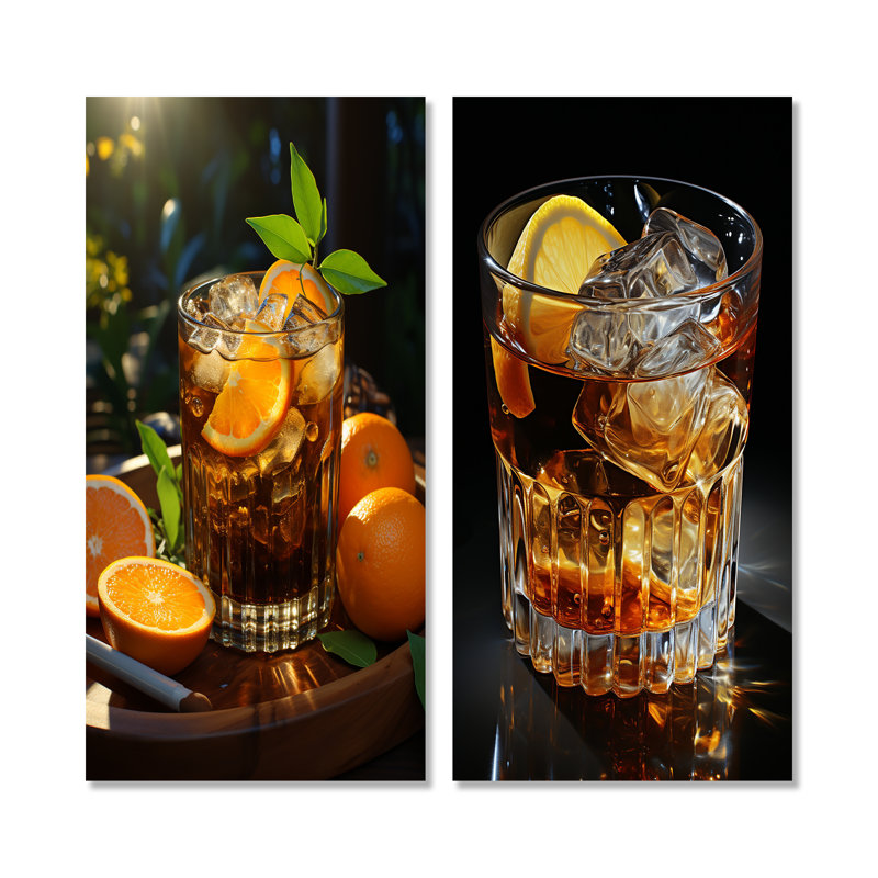 Cocktail onyx noir russe Dream II - ensemble de 2 reproductions d'art sur toile, Toile tendue, H 32 po x l 33 po