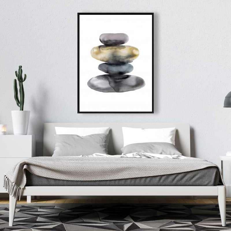 Hot Stones - Art spirituel beige sur toile pour la décoration intérieure