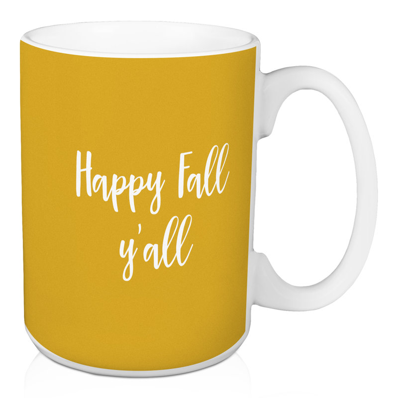 Grande tasse à café happy automne y’all Muth, Jaune moutarde