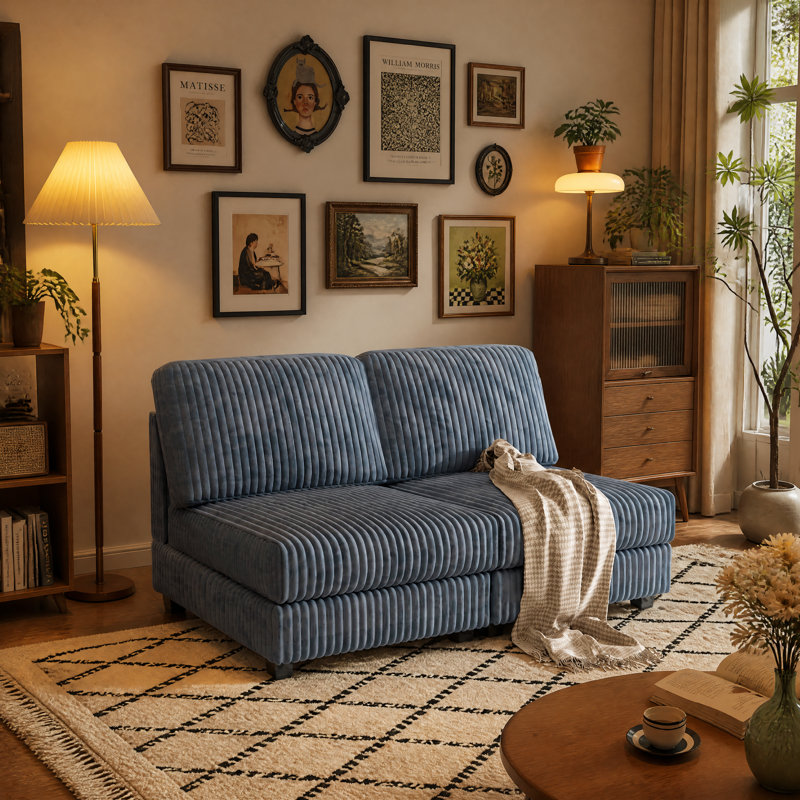 " Corduroy Sofa, Loveseat, Grey