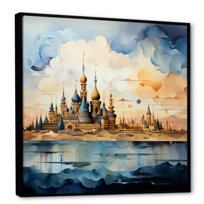 Mosquée bleue et jaune «Oasis», art mural