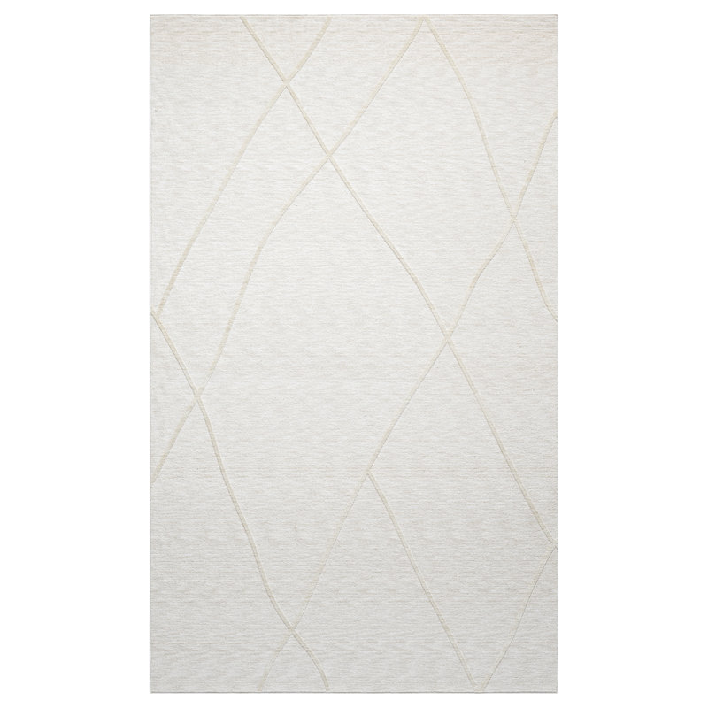Tapis d'intérieur crème à motif abstrait contemporain tissé à la machine, Rectangle 10 pi x 14 pi 1 po