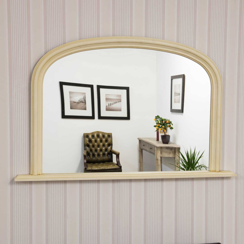 Otto Wood Flat Wall Mirror, Cream