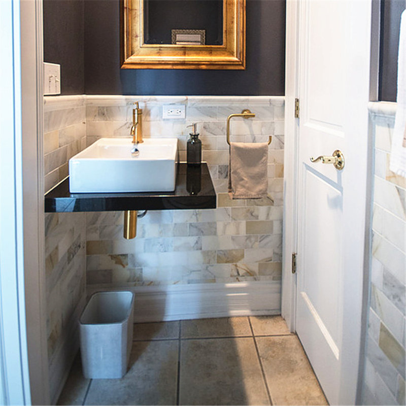 Calacatta 12" x 2" Marble Mosaic Tile, LIght Gray
