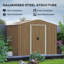 Outsunny 7.7 x 5.6ft Metal Garden Shed with Vents Brown Wood Effect