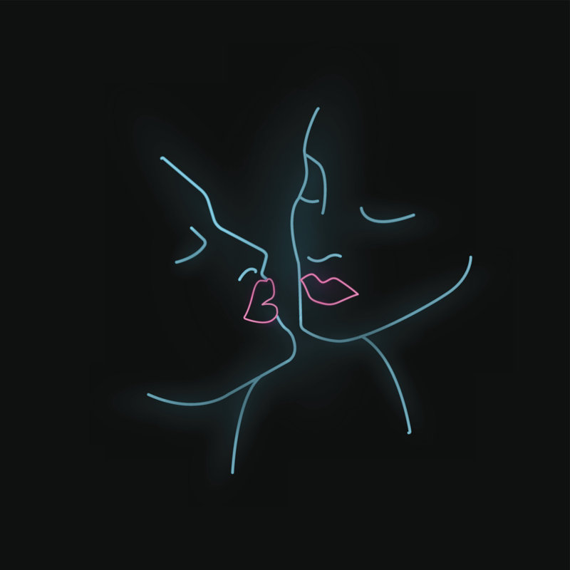 Women Kissing - Wrapped Canvas Print, 91cm H x 91cm W x 3.8cm D
