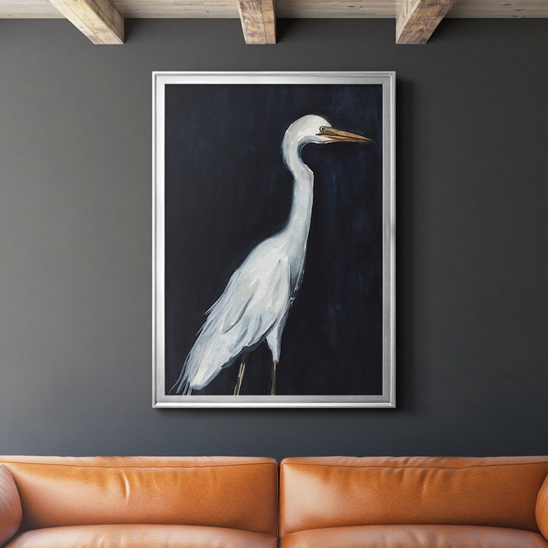 " Calm Great Egret II ", Silver, 30.5" H x 22.5" W x 1" D
