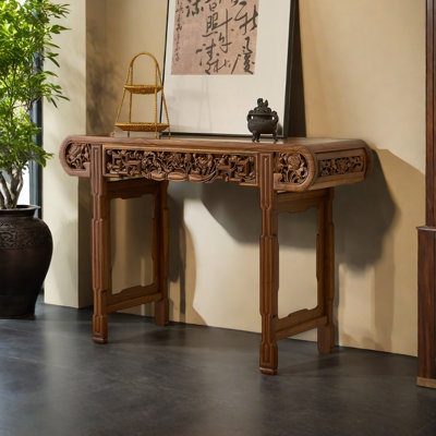 Solid wood carved multi-functional console table