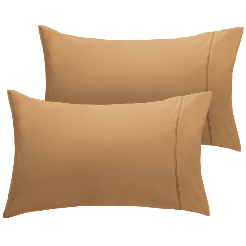 LuxClub 2 PC Gold Queen Performance Microfiber Solid Pillowcase Set, Gold, Queen Pillowcase