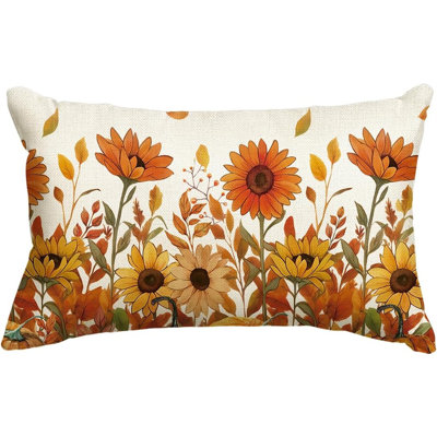 Housse de coussin d'automne tournesols citrouille d'automne, 12 x 20 pouces