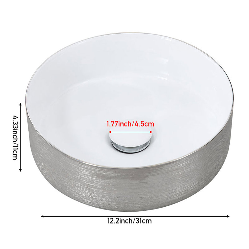 Metro Lane 310mm L x 310mm W Natural Ceramic Circular Sink, Gray