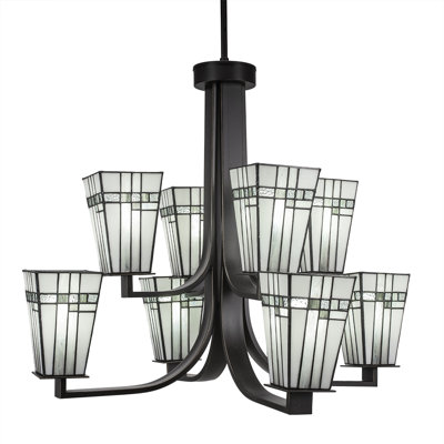 Lustre 8 lumières Apollo illustré avec verre carré 5 "New Deco