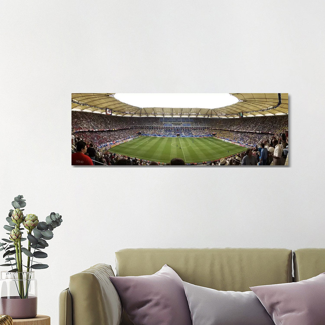 Crowd In A Stadium To Watch A Soccer Match, Hamburg, Germany - Wrapped Canvas Panoramic Print