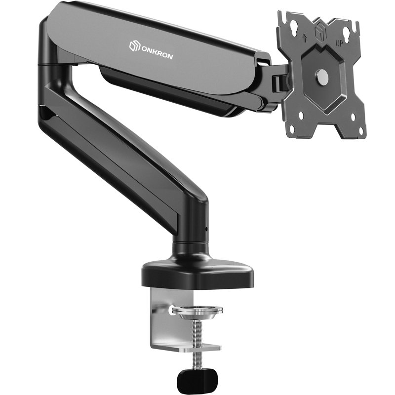Black Full-Motion Gas Spring Monitor Desk Mount with Riser