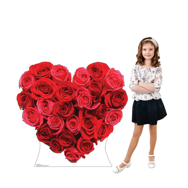 42'' Red Roses Heart Cardboard Standup Decor