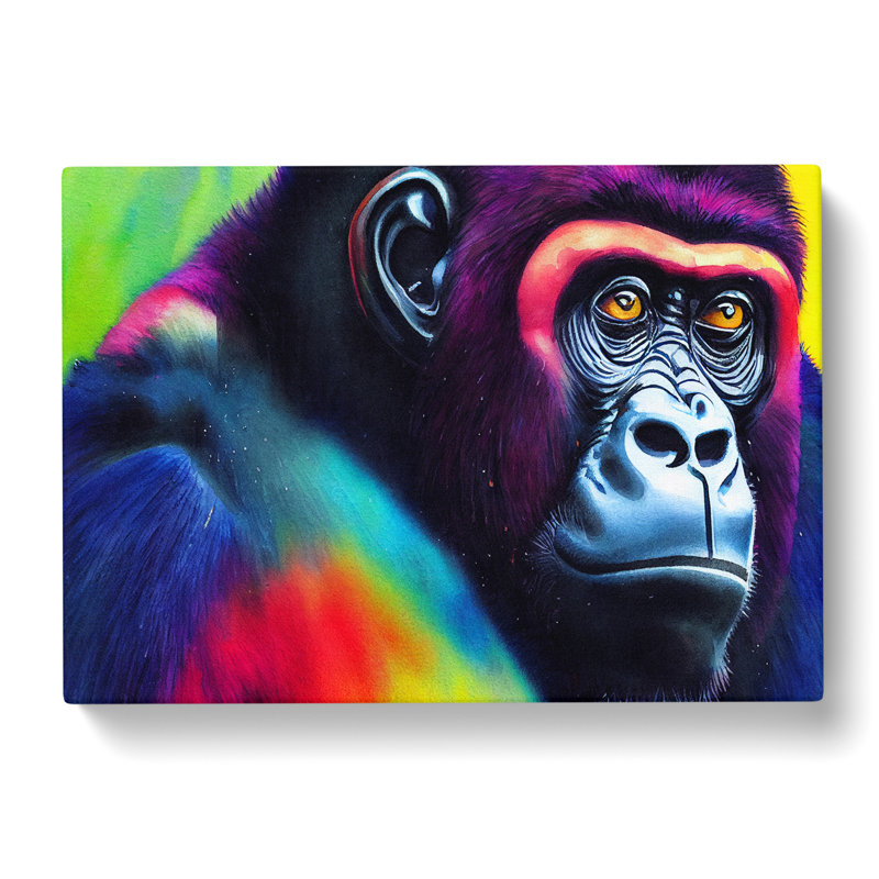 Colourful Gorilla - Wrapped Canvas, 35cm H x 50cm W x 3cm D