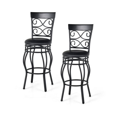 Ensemble de 2 tabourets de bar de 30 pouces avec dossier et repose-pieds