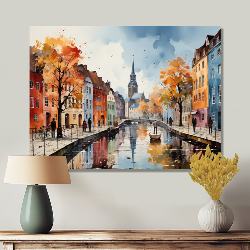 «Danemark Canal Promenade II», reproduction sur toile, H 24 po x l 32 po x P 1 po, Toile tendue